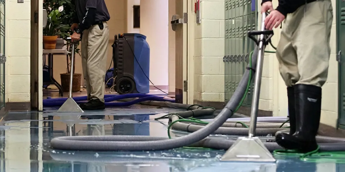 water damage restoration technicians performing professional water extraction inside a property in Tacoma, WA
